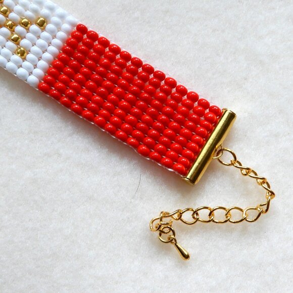 Mexico Mexican flag bead bracelet, adjustable length, handmade - Picture 5 of 6